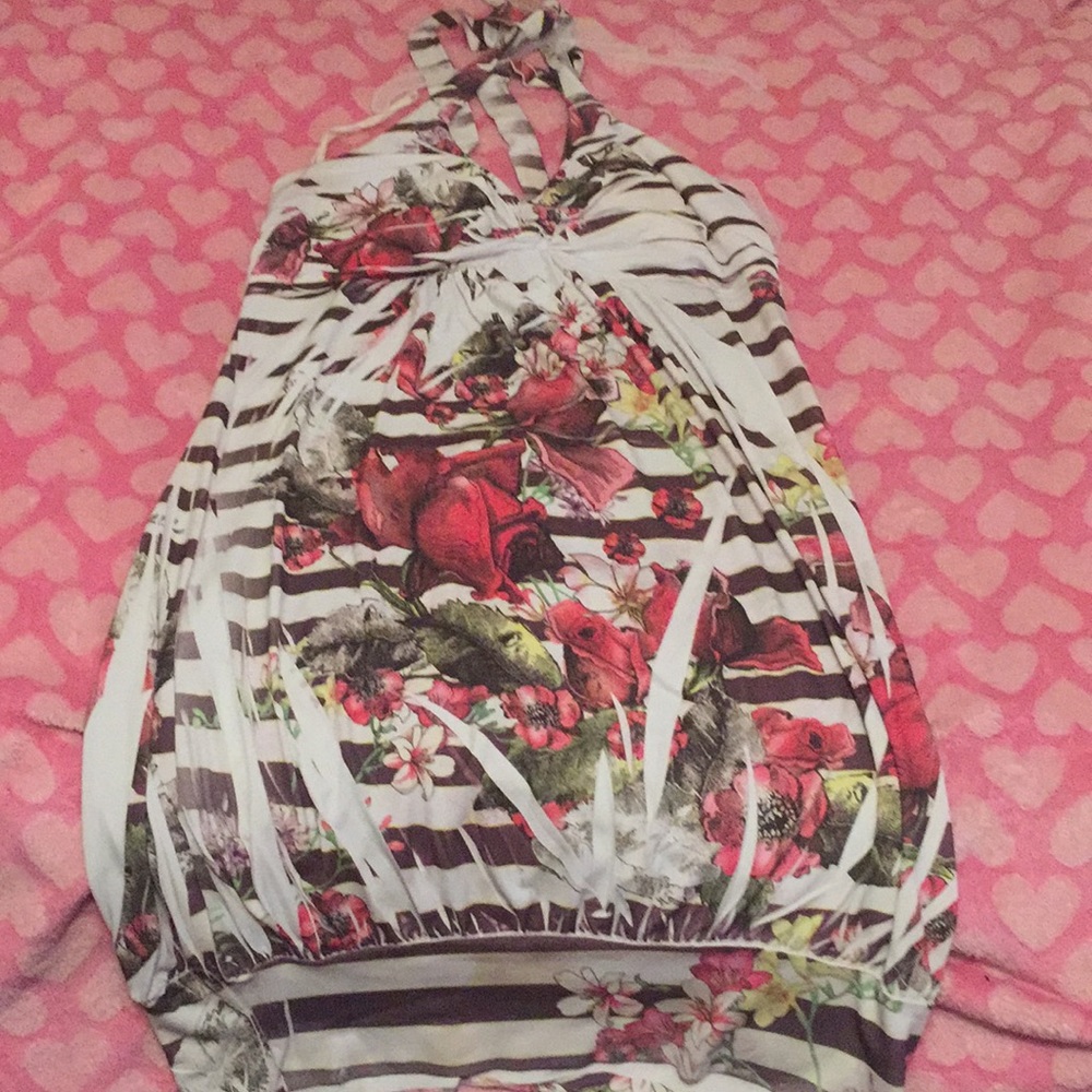 White an red rose dress